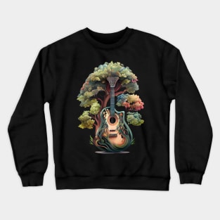 Acoustic Guitar Tree Of Life Guitar Player Nature Guitarist Crewneck Sweatshirt